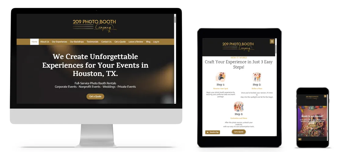 209 Photo Booth Company events website