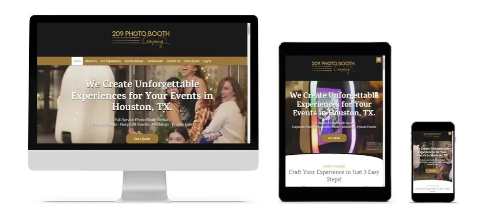 209 Photo Booth Company event-services website designed by Astro Web Pros