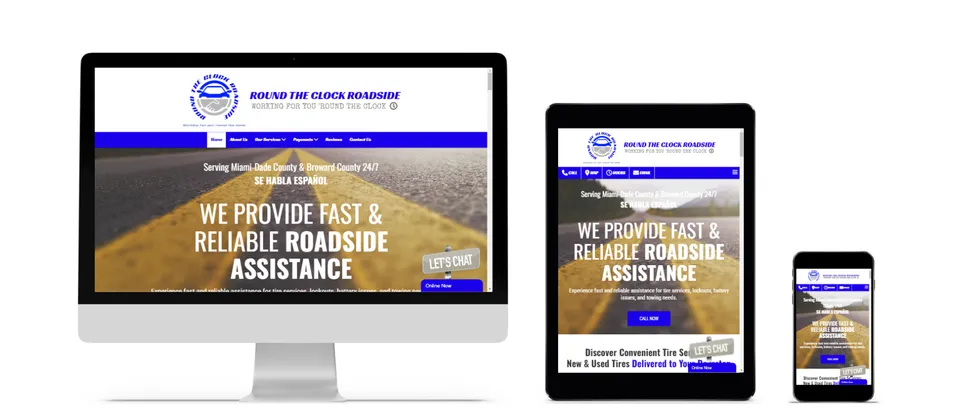 Website design created for Round The Clock Roadside