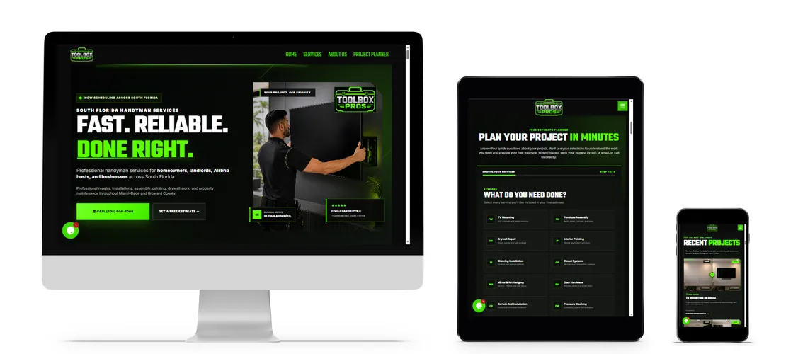 Responsive website designed by Astro Web Pros for Toolbox Pros LLC